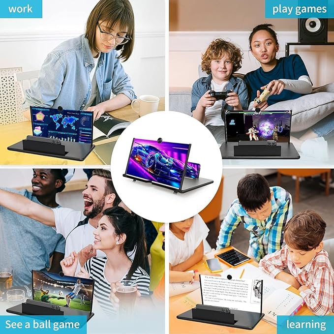 5D HD Mobile Phone Screen Magnifier & Amplifier | Reduces Eye Strain | Portable Phone Stand Projector for Movies