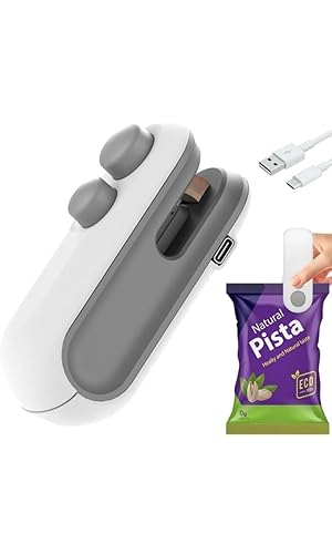 Portable Mini Bag Sealing Machine with Cutter & Magnet | USB Rechargeable Food and Chip Packet Sealer |
