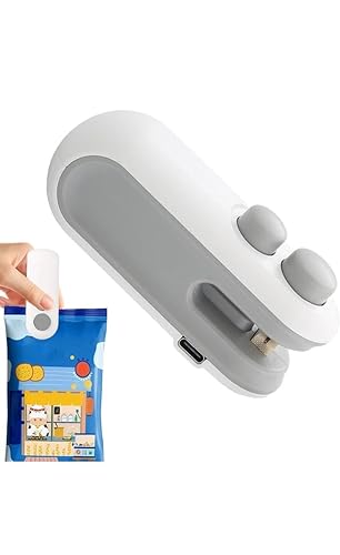 Portable Mini Bag Sealing Machine with Cutter & Magnet | USB Rechargeable Food and Chip Packet Sealer |